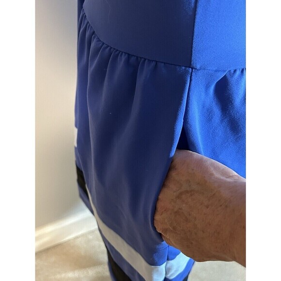 Cynthia Rowley Fit Flare Blue Dress Black Stretch Sleeveless Sz S Knee Length - Picture 4 of 10